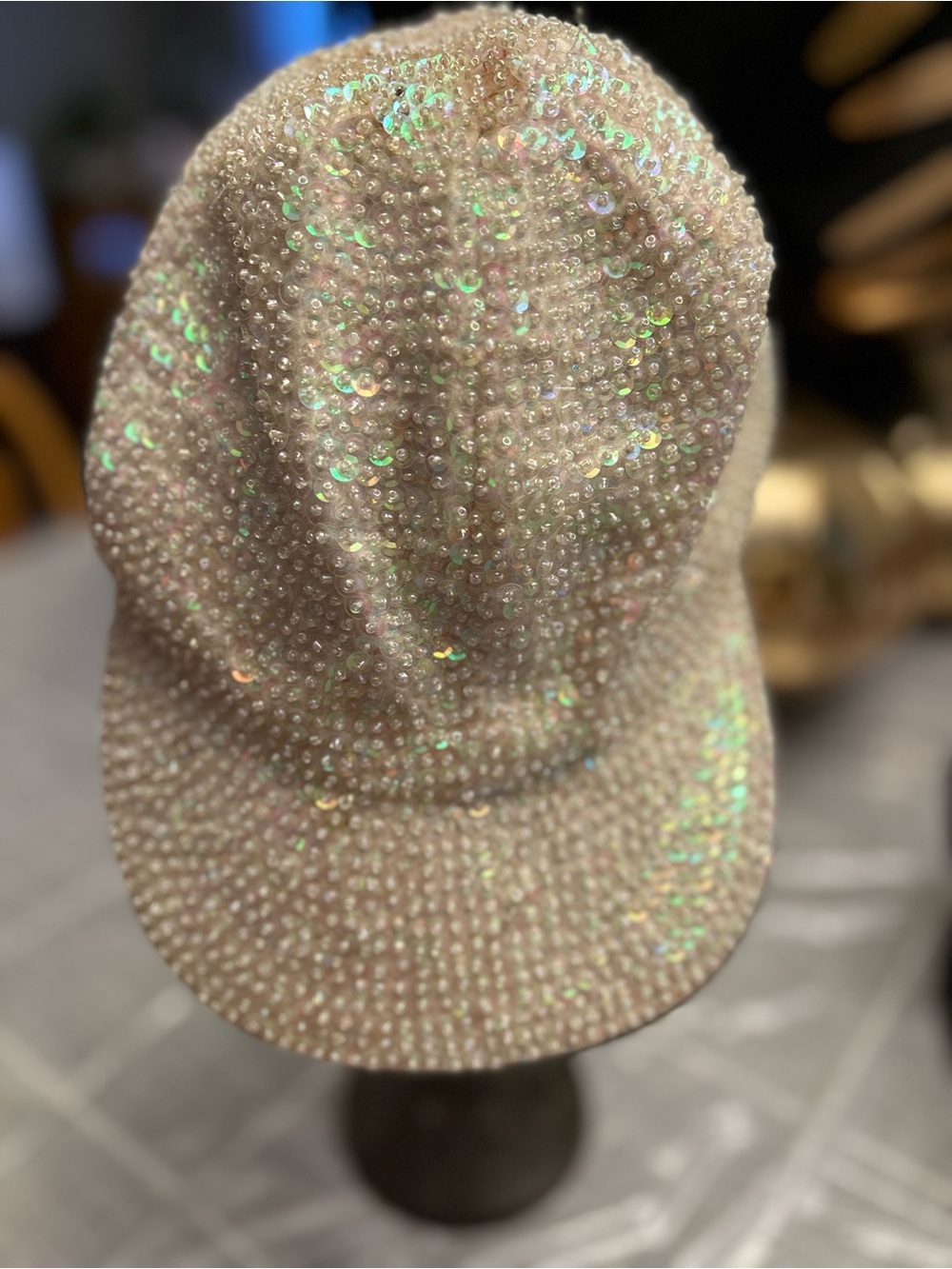 Iridescent Beaded Baseball Cap